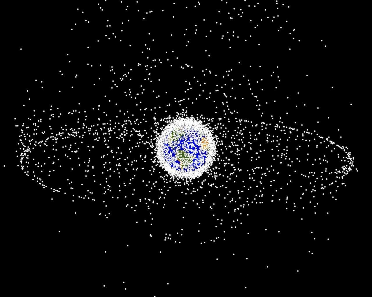 Pollution of orbital space (Source: Wikimedia Commons)